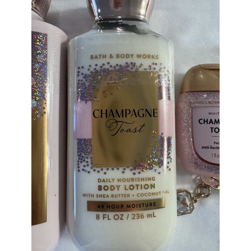 Set of 4 Bath & Body Works Champagne Toast Body Mist Shower Gel, Body Cream Sani - Picture 4 of 7